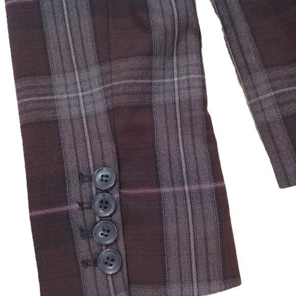 Philosophy Women's Plaid Blazer Long Sleeve Brown Preppy Dark Academia Size 6 - Picture 6 of 8